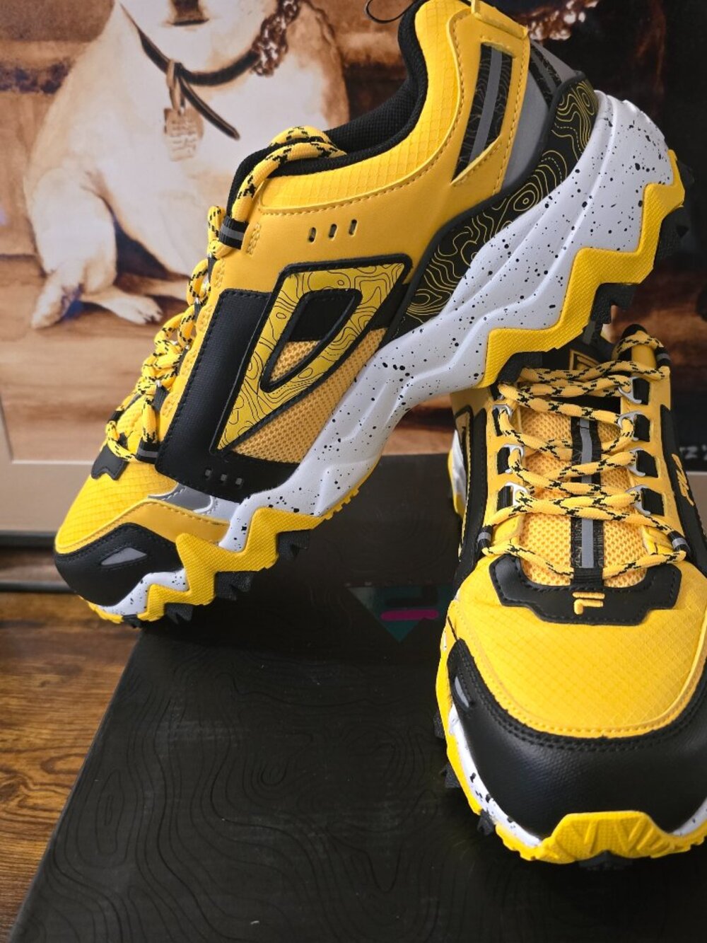 Fila Men's Oakmont TR 1JM01689 702 Shoes Size 12 US Yellow/Black Hiking NEW